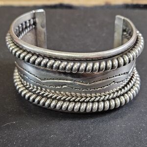 Signed THAE Sterling Silver Navajo Cuff